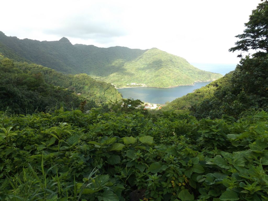 View from the parking area looking down at Fagasa Bay: