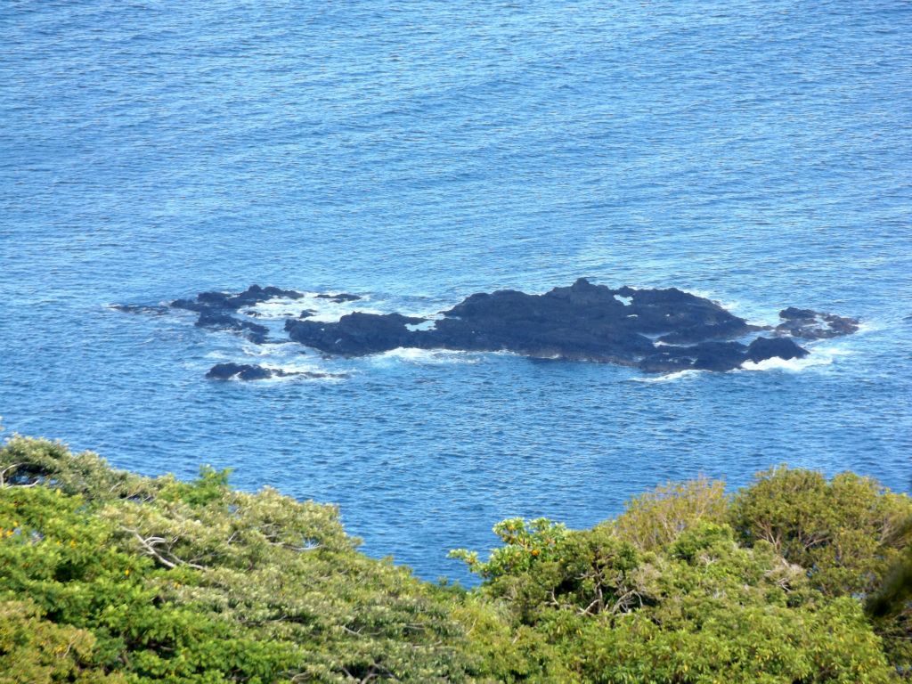 These rocks just off the coast are rising up above the water: