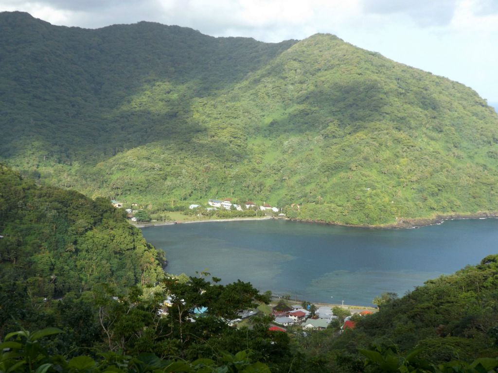 Zooming in for a closer look at Fagasa village (foreground) and Fagatele village (background):