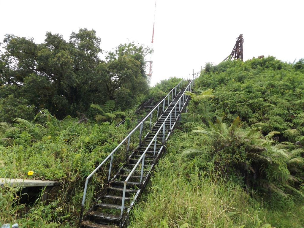 At the base of the summit is this metal stairway which must be climbed: