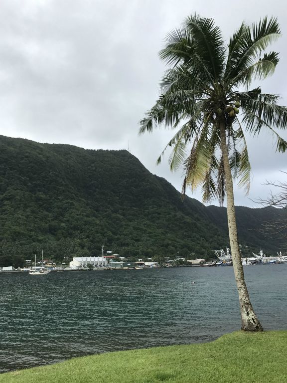 After the hike, I stopped by the shoreline of Pago Pago Harbor to look up at Mount Alava and reflect back on the enjoyable hike: