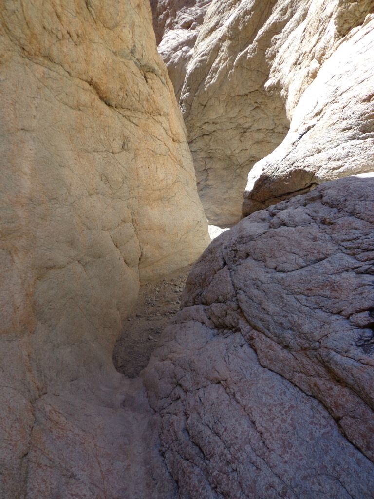 Looking down the slanted dry fall from above it: