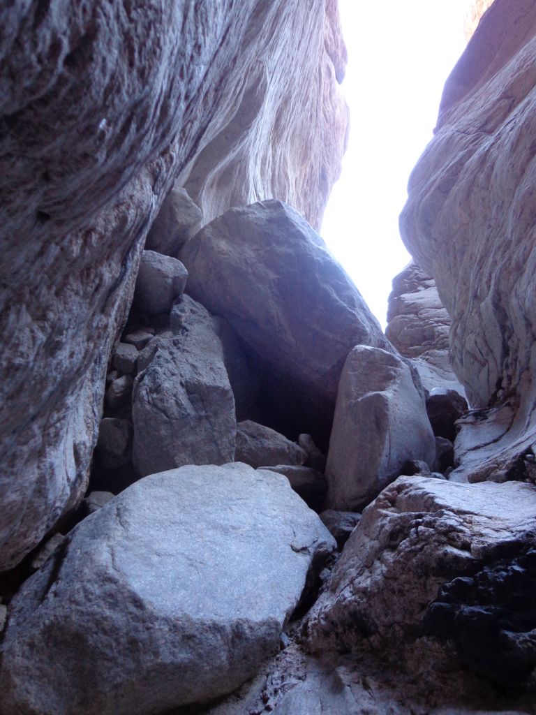 Looking up the dry fall, there were quite a few tons of boulders stacked up: