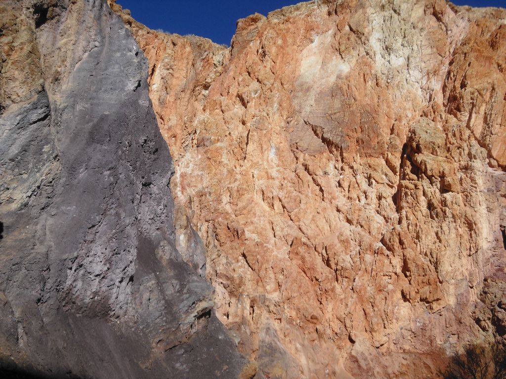 Check out the insanely high canyon walls painted in different colors in the next two pictures.  This is like walking through a life sized art gallery: