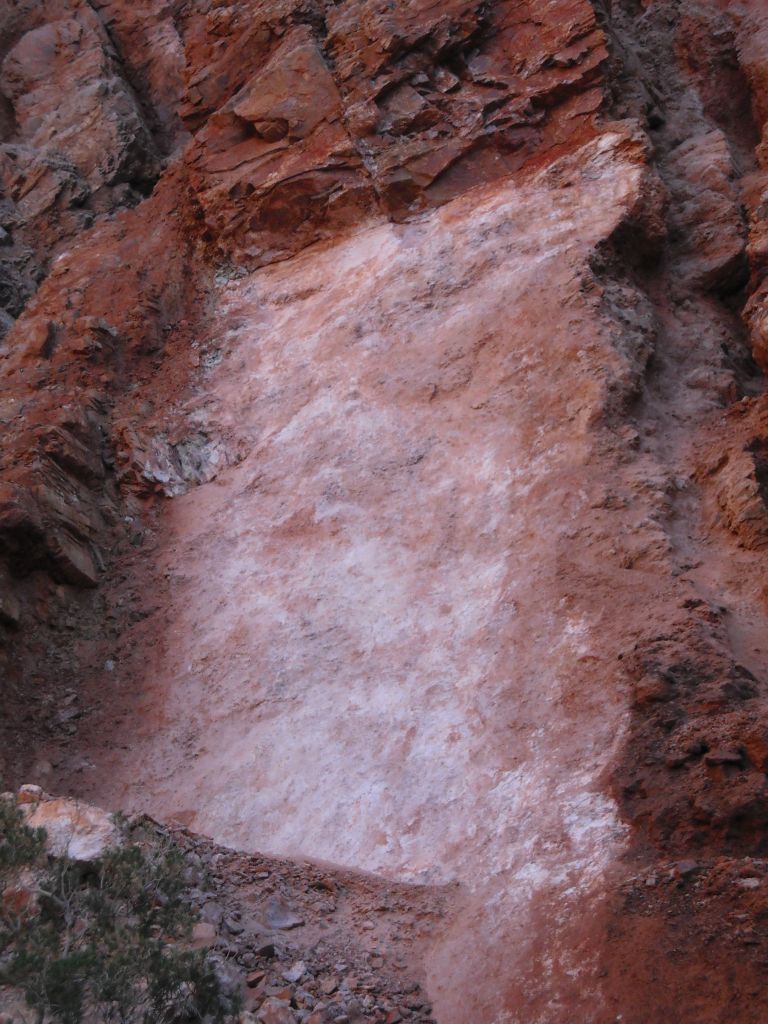 And it turned out to be a polished slab with a chalky white substance covering it: