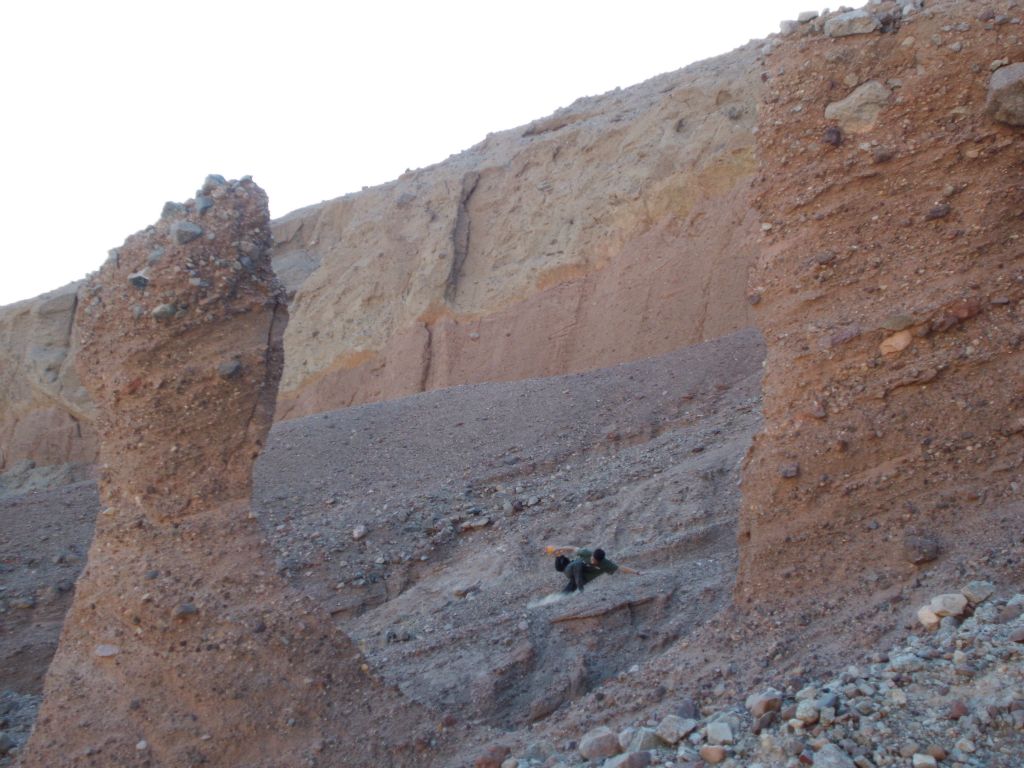 In the middle of this picture you can see one of our hikers slipping on the slope.  The pinnacles area is not the easiest to hike around and explore: