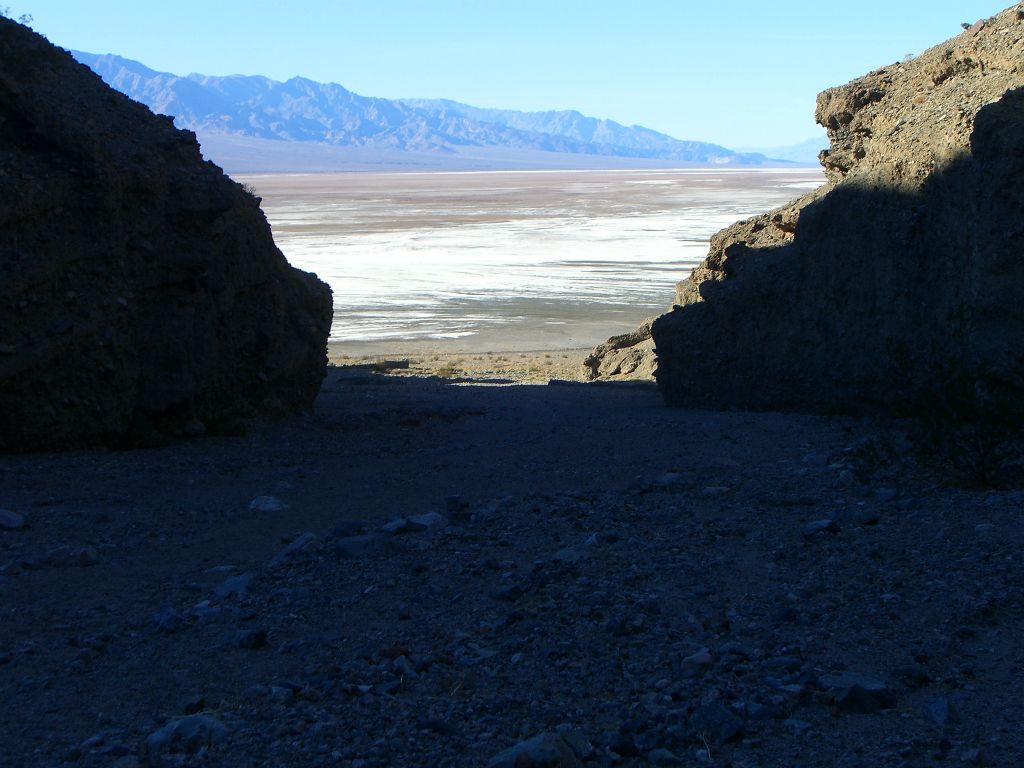 Looking out the mouth of the canyon out towards the salt flats: