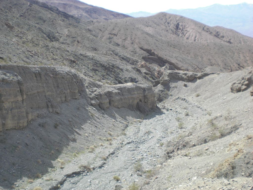 And looking down Sidewinder Canyon towards the spot where the sheep trail drops into the canyon: