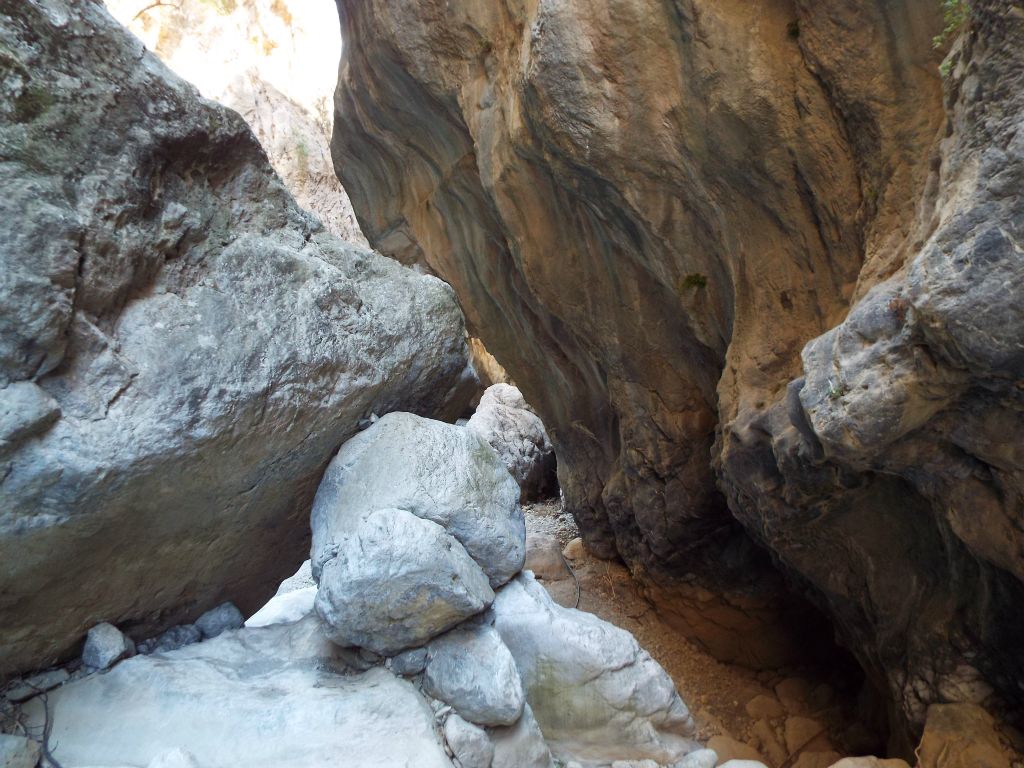 Notice the narrow passage to the right which allows hikers to continue up canyon: