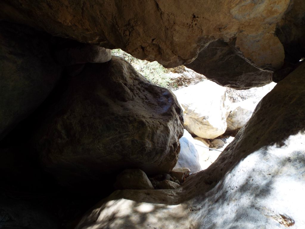 Finally, we had to climb through this rabbit hole passage in the boulders in order to keep going: