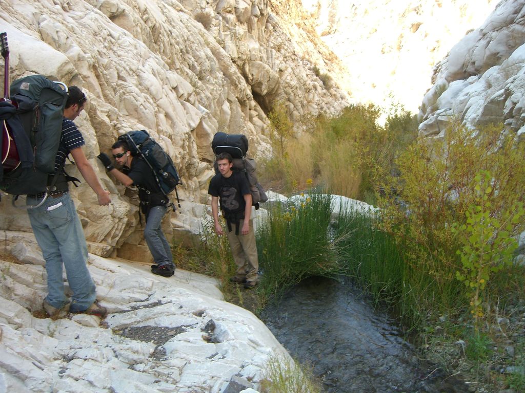 Loren had to navigate his way around this slippery part.  There are a couple of areas where you need to be really careful when climbing the Surprise Canyon Falls, but nothing too dangerous: