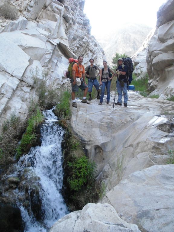 The hike through the falls area is absolutely beautiful from start to finish.  The narrow canyon scenery always impresses each group that I take.  Here, our 2009 group is standing at the exact same spot as our 2006 group in the picture above: