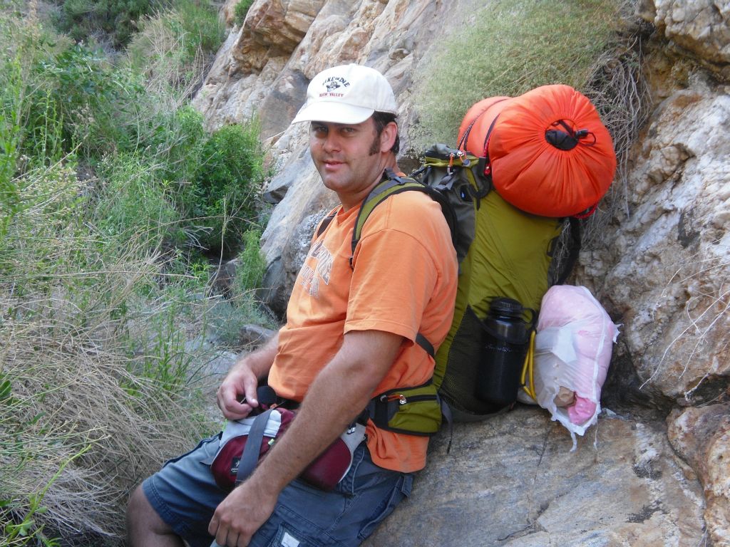 Steve taking a break just beyond the upper falls area: