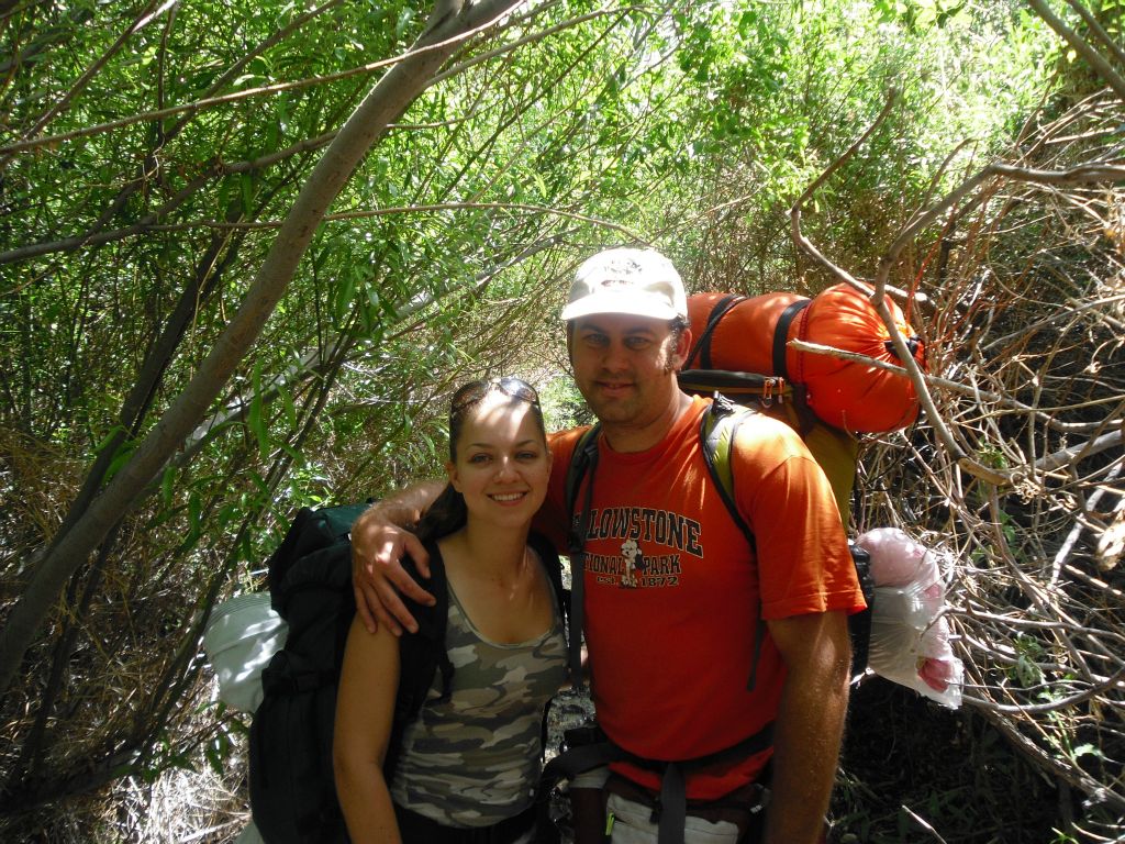 Steve and his sister Tiffany hiking through the middle of the Tunnel of Love: