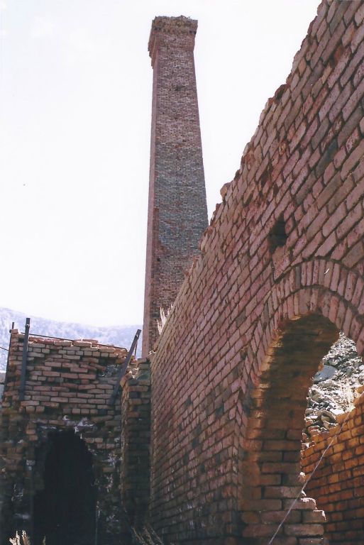 Checking out the amazing ruins which surround the smelter.  There are many more pictures of this on my Panamint City trip report page: