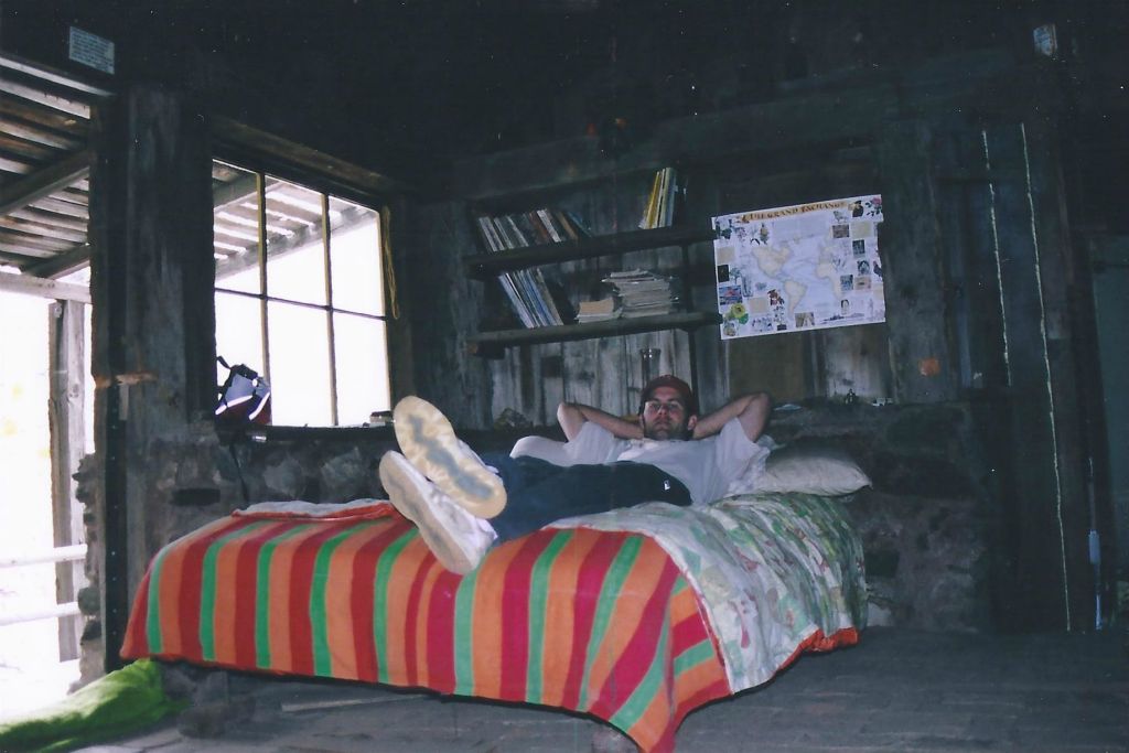 Steve taking a break in The Castle before hiking up Sourdough Canyon Road to the top: