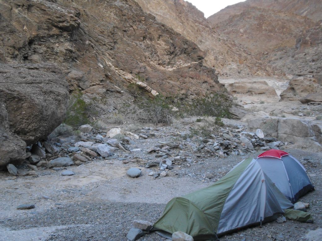 And that was the end of our hiking for the first day.  After backpacking 7.2 miles and reaching Lower spring, we set up camp in the canyon above it: