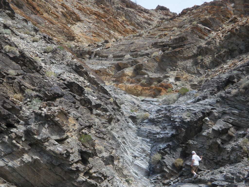 Shawn bypassed most of the dry fall and then climbed the upper section: