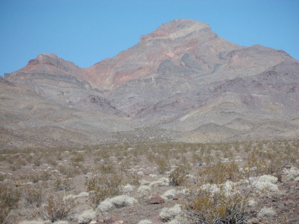 View of Corkscrew Peak from the starting point near the road.  The hike starts at about 2,600 feet in elevation: