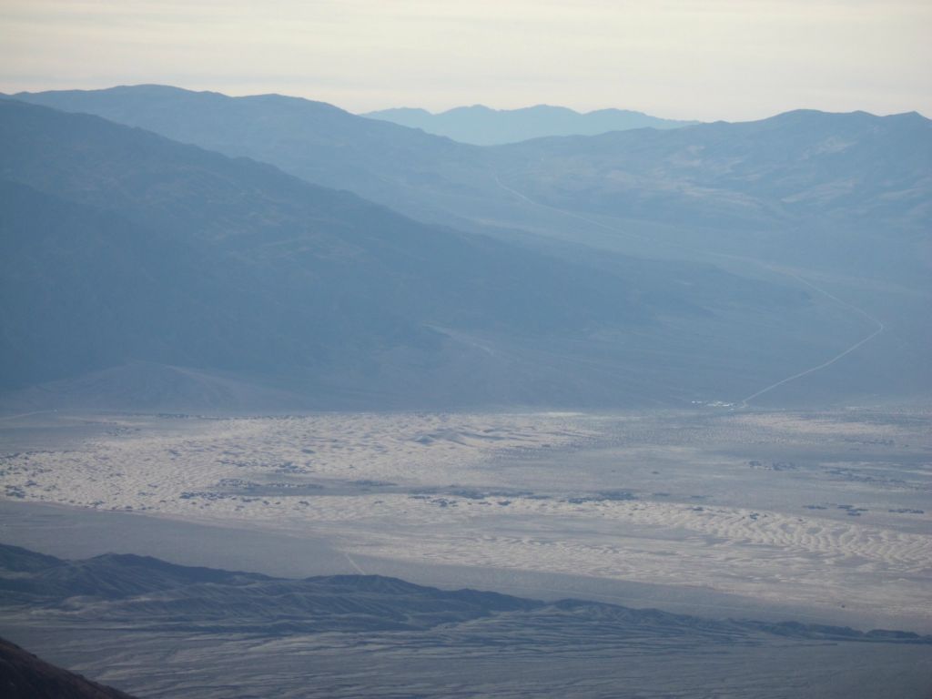 Looking towards Stovepipe Wells and the highway heading up and over Towne Pass: