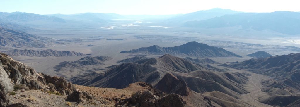 Panoramic looking down central Death Valley from near Keyhole Rock: