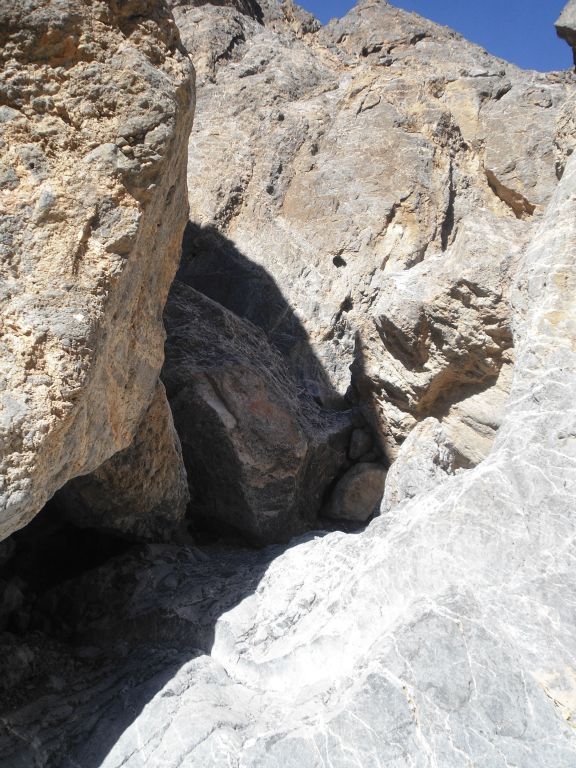 Here is a boulder jam which has to be climbed to get through the 2nd narrows.  My sister and I both handled it fairly easily, but it has given some hikers trouble: