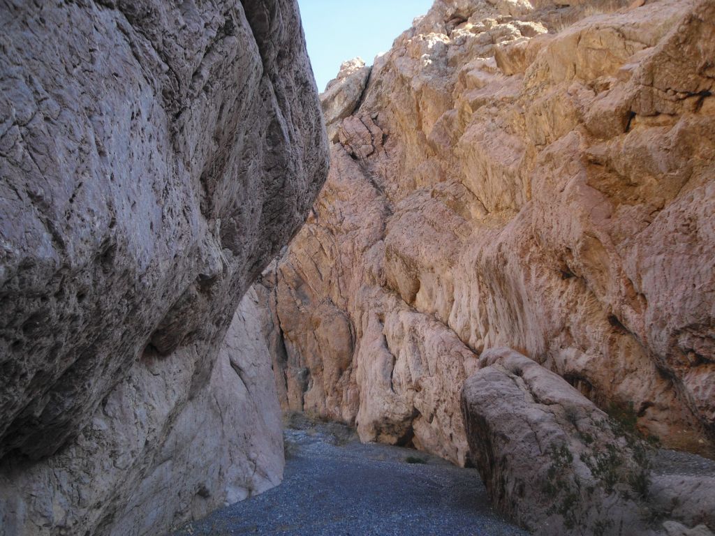 Notice the stark contrast in colors between the two sides of the canyon walls: