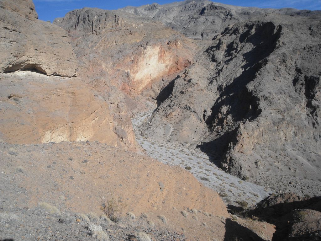 I backtracked down canyon and headed up the bypass route to see how difficult it was.  This is looking back down into the canyon: