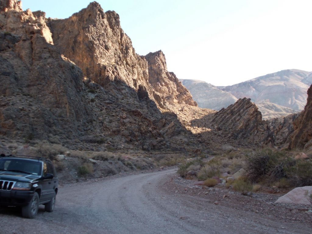 Parking along the Titus Canyon Road (3,750 feet in elevation) at the spot where the road connects with Lower Titus Canyon: