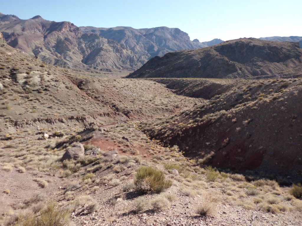 Looking back down at the side canyon we had been following up: