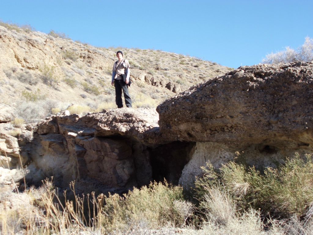 There were a few small obstacles in the upper part of the wash, such as this rock shelf we had to go around: