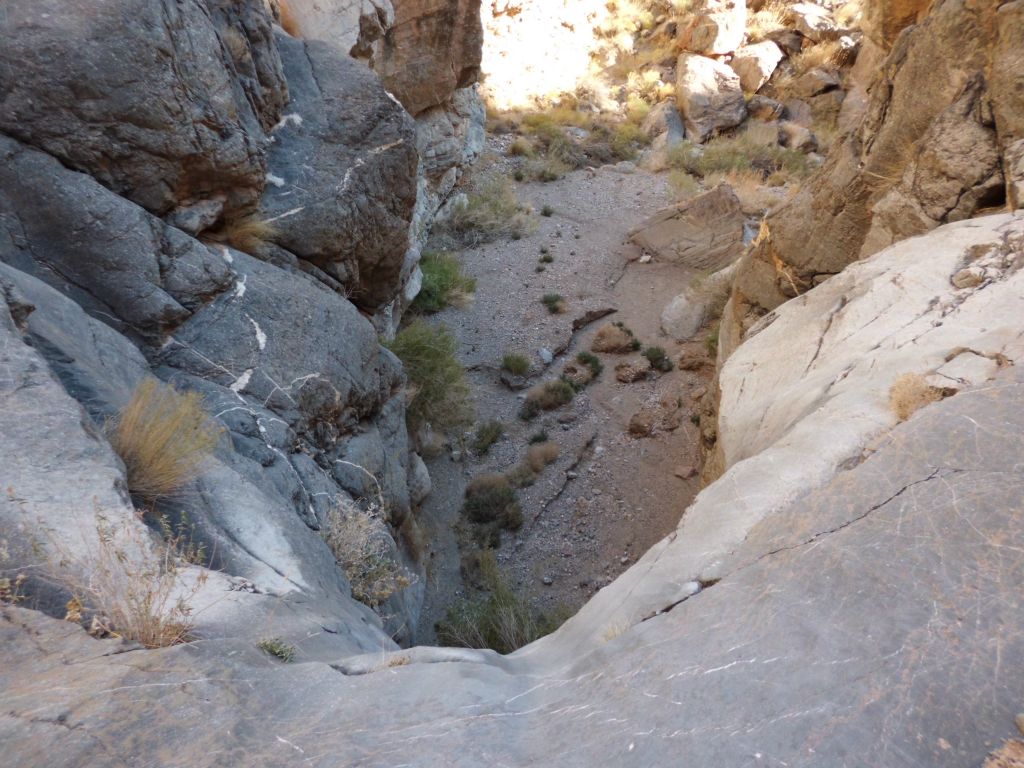 Looking back down from the top of the 2nd dry fall.  Keep in mind that this is the 2nd dry fall, because the 1st dry fall is further down the canyon (and we didn't pass it today):