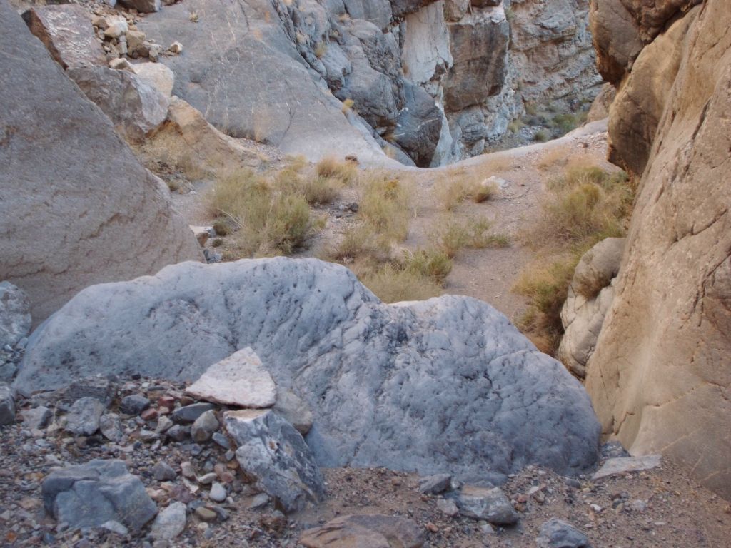 View showing both the 2nd and 3rd major dry falls of Fall Canyon in a single picture: