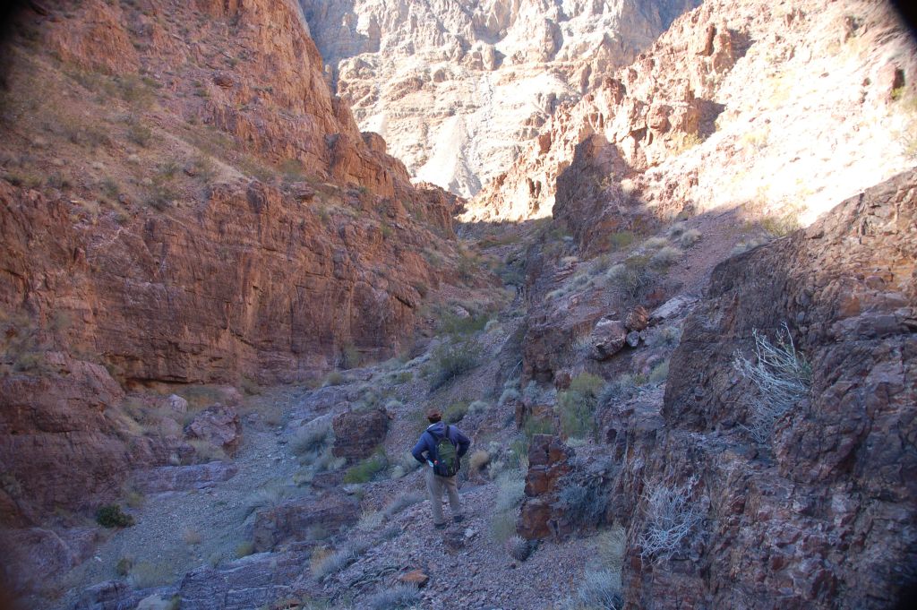 Steve pausing along the bypass route to review the next portion: