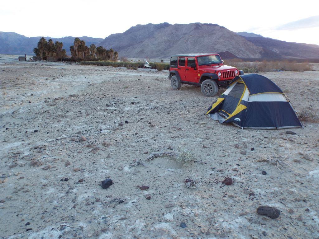 Waking up to our campground at the Saline Valley Warm Springs.  This was our first time actually camping there: