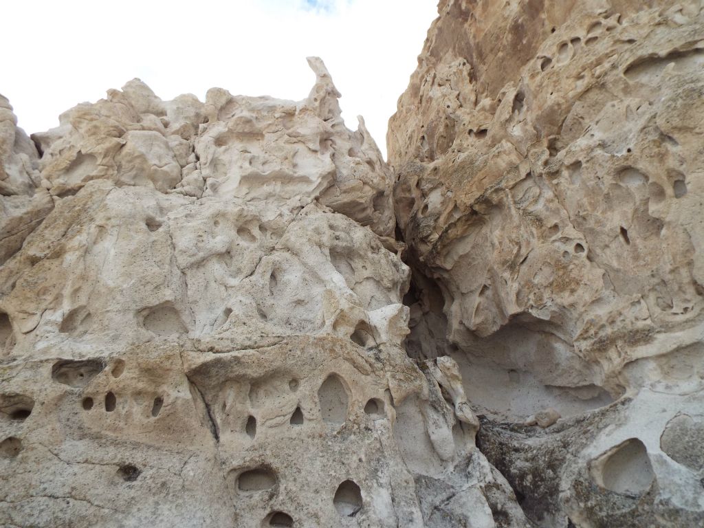 Strange alien shapes and formations seen along the canyon wall: