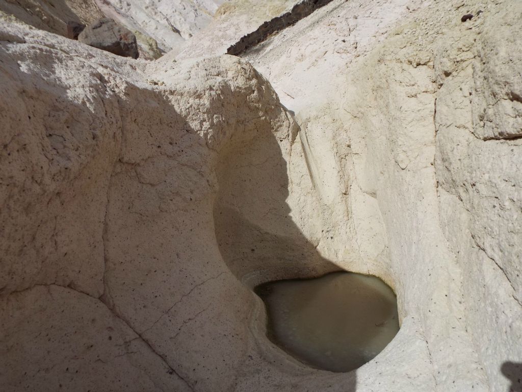 One of several frozen tinajas (or potholes) which we passed by in Chalk Canyon: