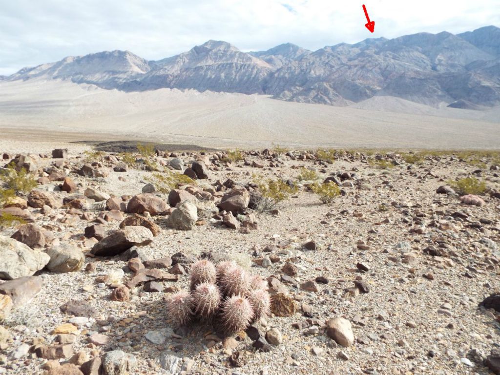 Dry Mountain is faintly visible during the hike up to Chalk Canyon.  It doesn't look like the highest point in the range, but that is an optical illusion: