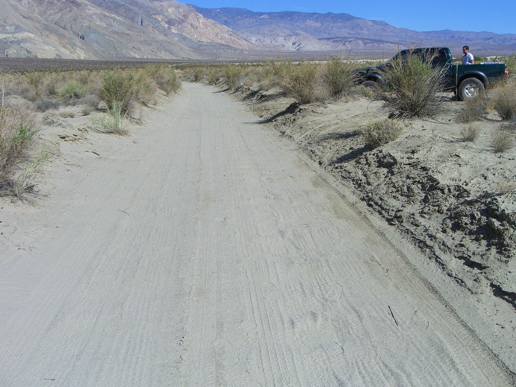 This first picture shows the Saline Valley Sand Dunes spur road where we camped for the night: