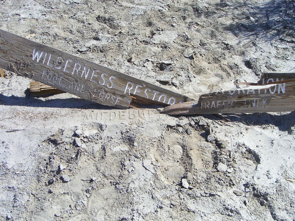 Somebody had vandalized this Wilderness Boundary sign, but we did our best to prop it back up: