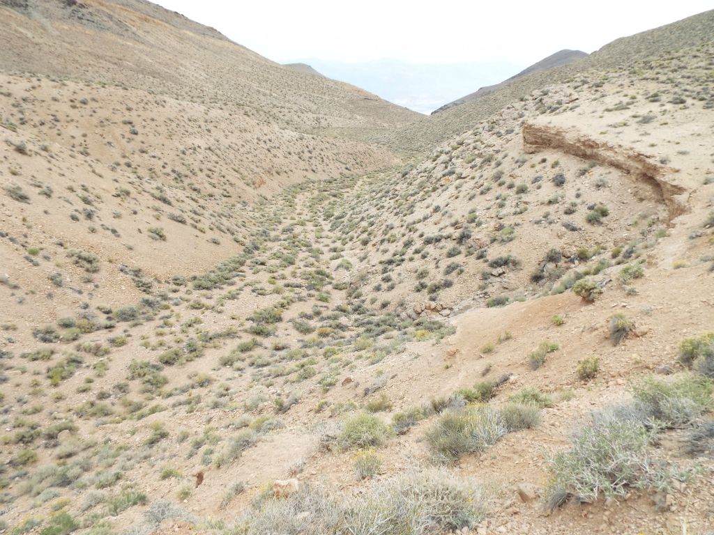 Looking to the east, this canyon eventually flows down into Tucki Wash.  Based on satellite imagery, however, it does not look passable as a hiking destination: