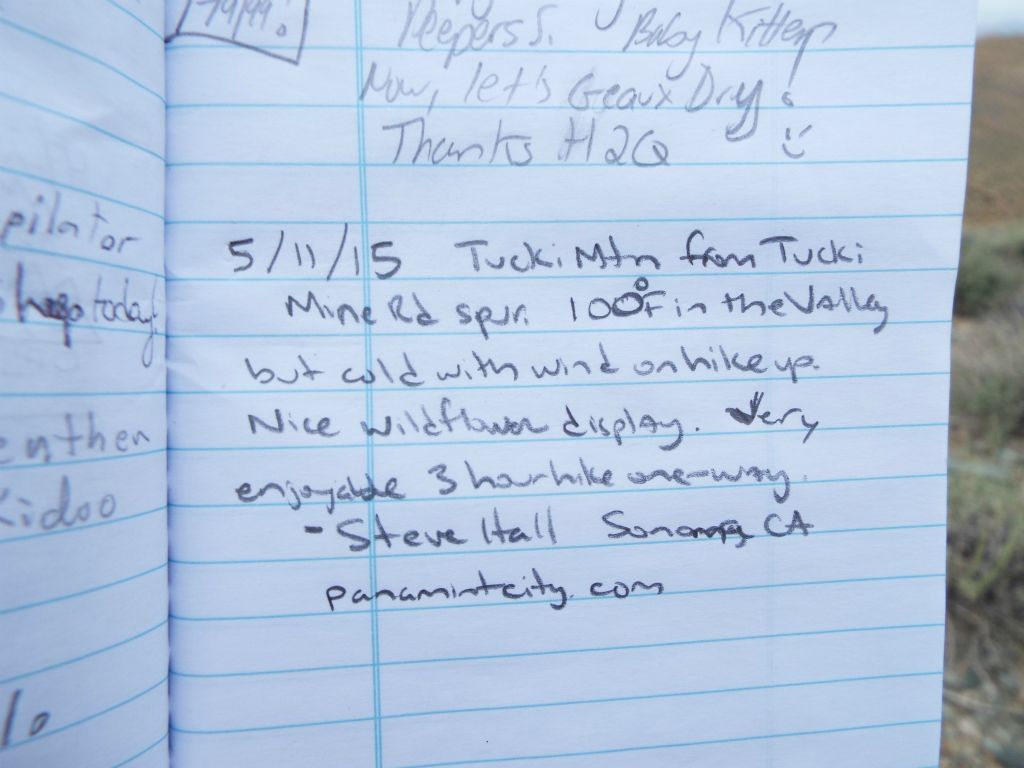 Here was my entry in the summit logbook.  We noted that the previous hiking group had been there only two days earlier: