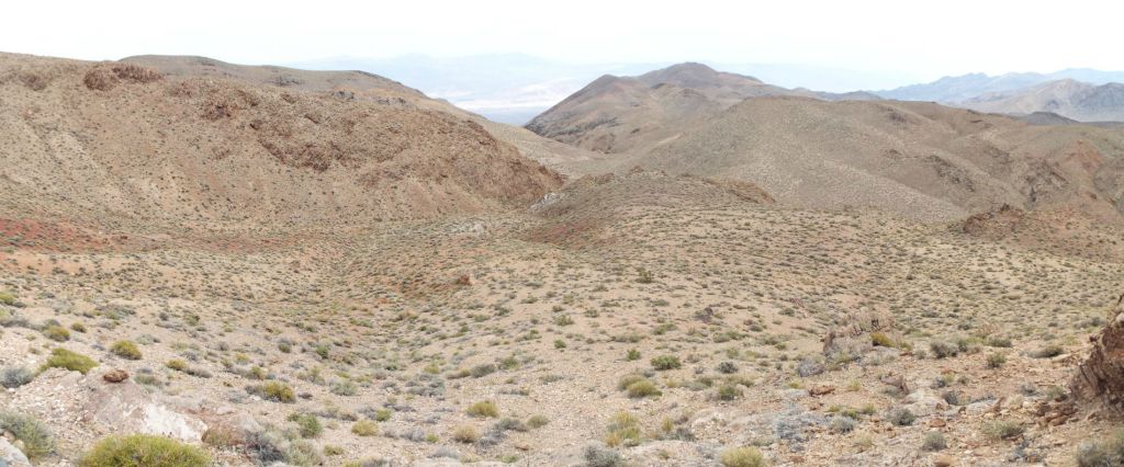 Panoramic showing our route halfway up to the 3rd ridge and the surrounding hills: