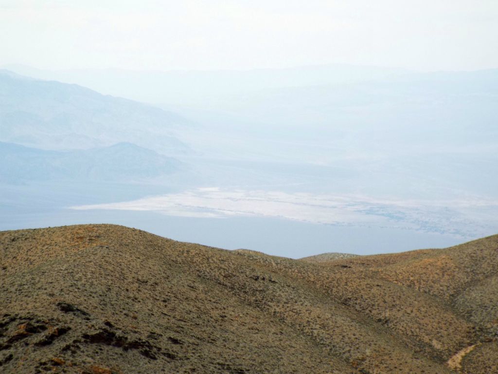 Zooming in through the haze to look at the Niter Beds and Leaning BM (lower left peak), which had been a past hiking destination for Charlie and I: