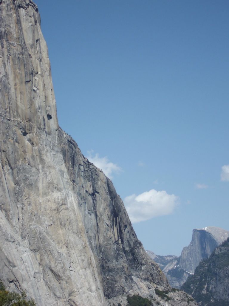 The sheer face of El Capitan with Half Dome in the background: