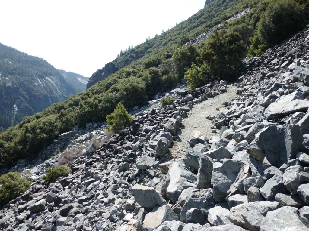 And then it emerges at another wide open area of boulder rockslides: