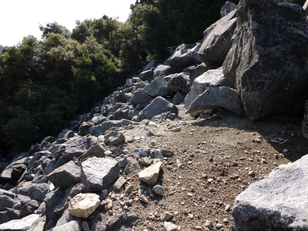 There's not much of a road left until just before upper switchback heads into the trees: