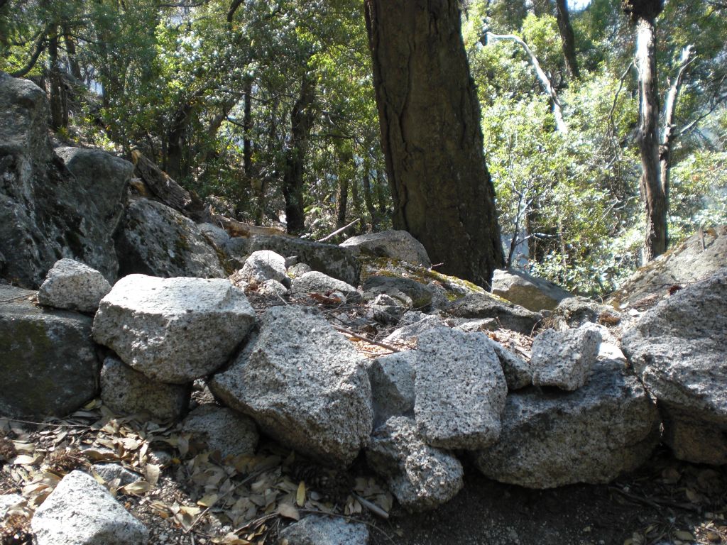 A portion of safety wall along the old trail is still in place: